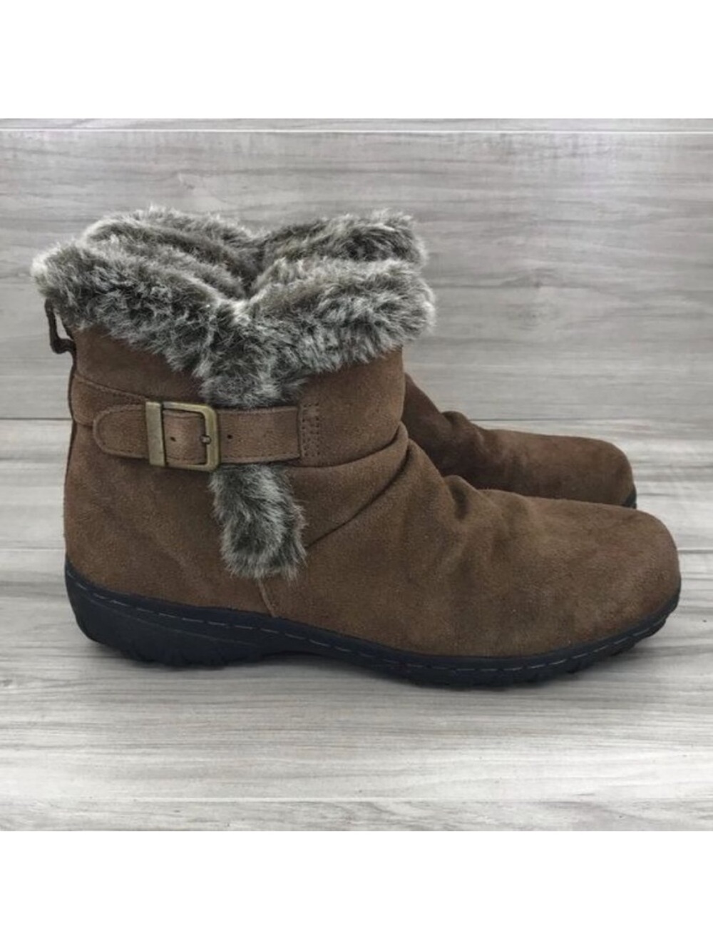 Khombu Ankle Boots Women's 10 Lindsey Brown Suede Zip Winter Booties
